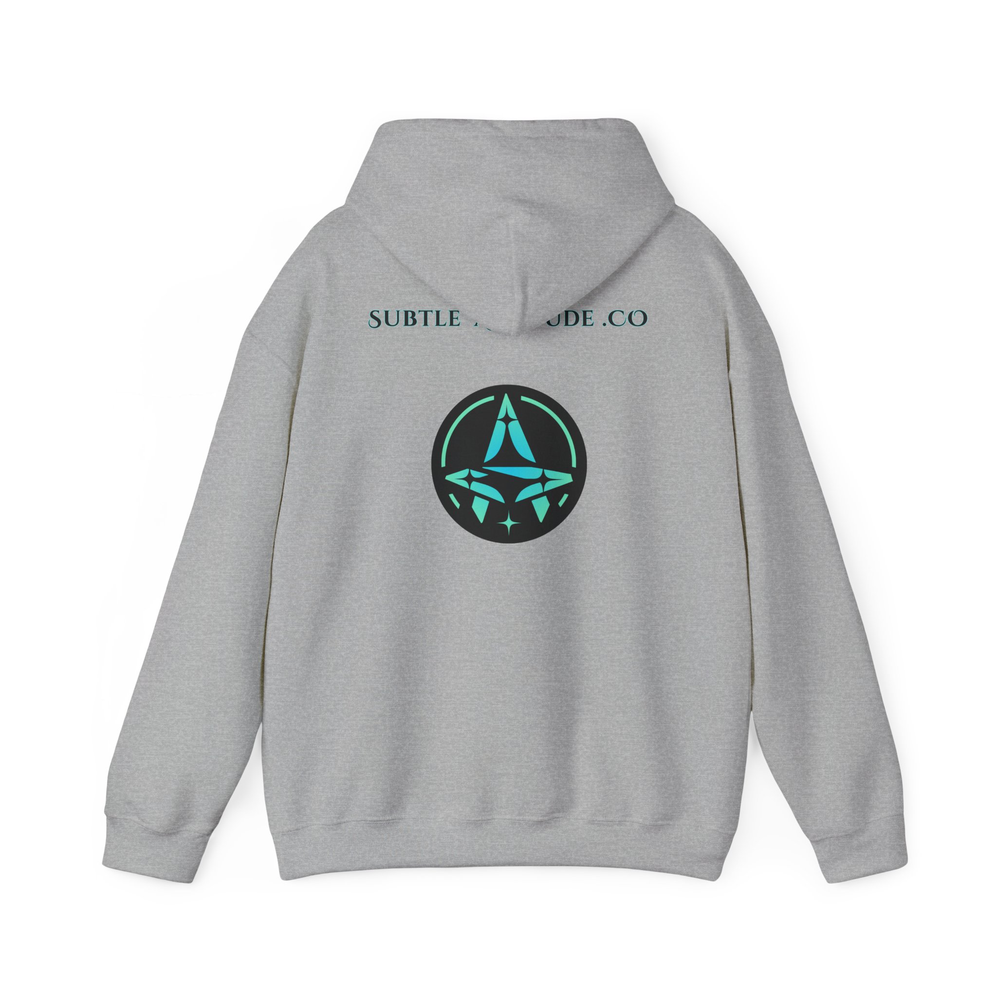 Subtle Attitude Co Logo Hoodie — Minimalist Teal Emblem Pullover - Image 2