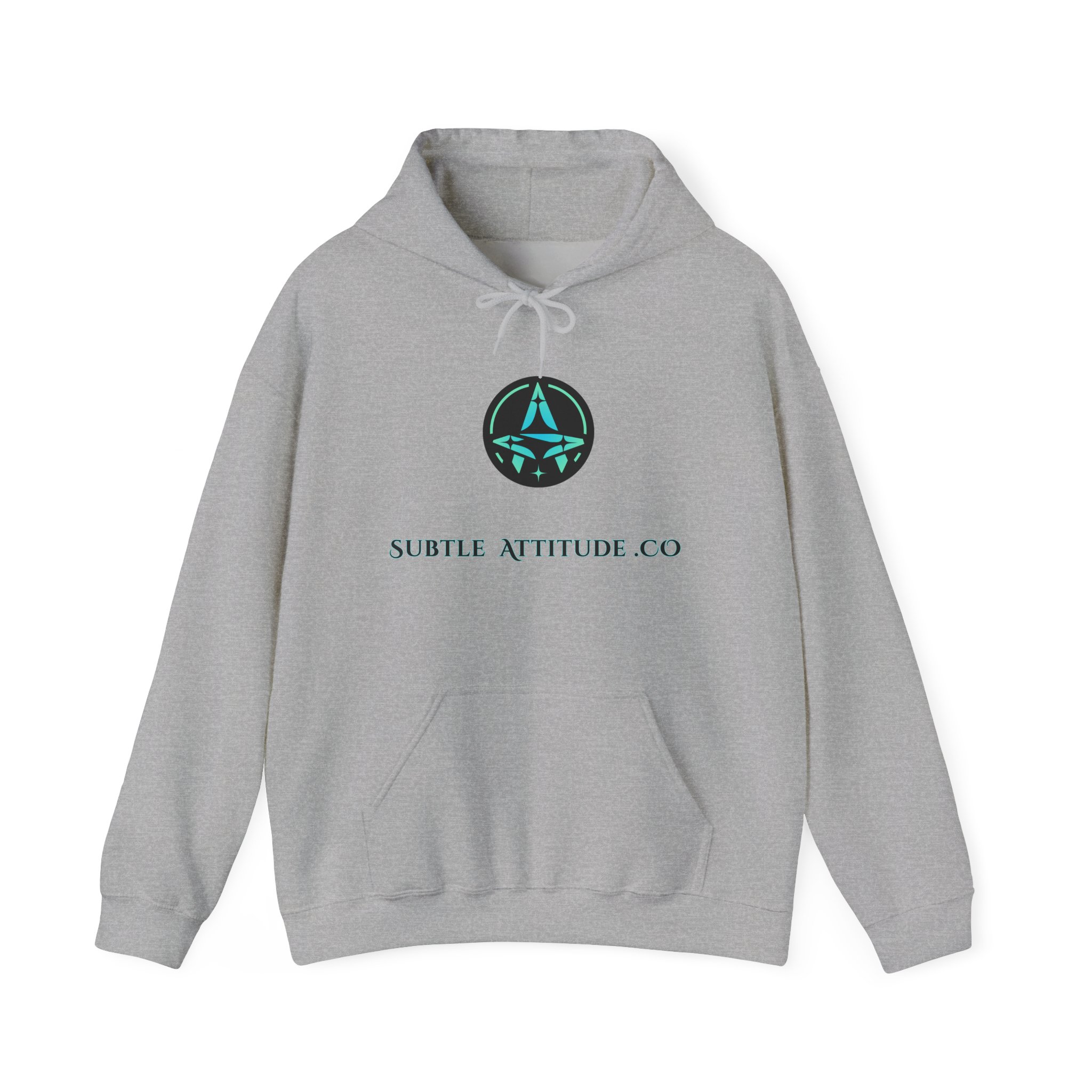 Subtle Attitude Co Logo Hoodie — Minimalist Teal Emblem Pullover