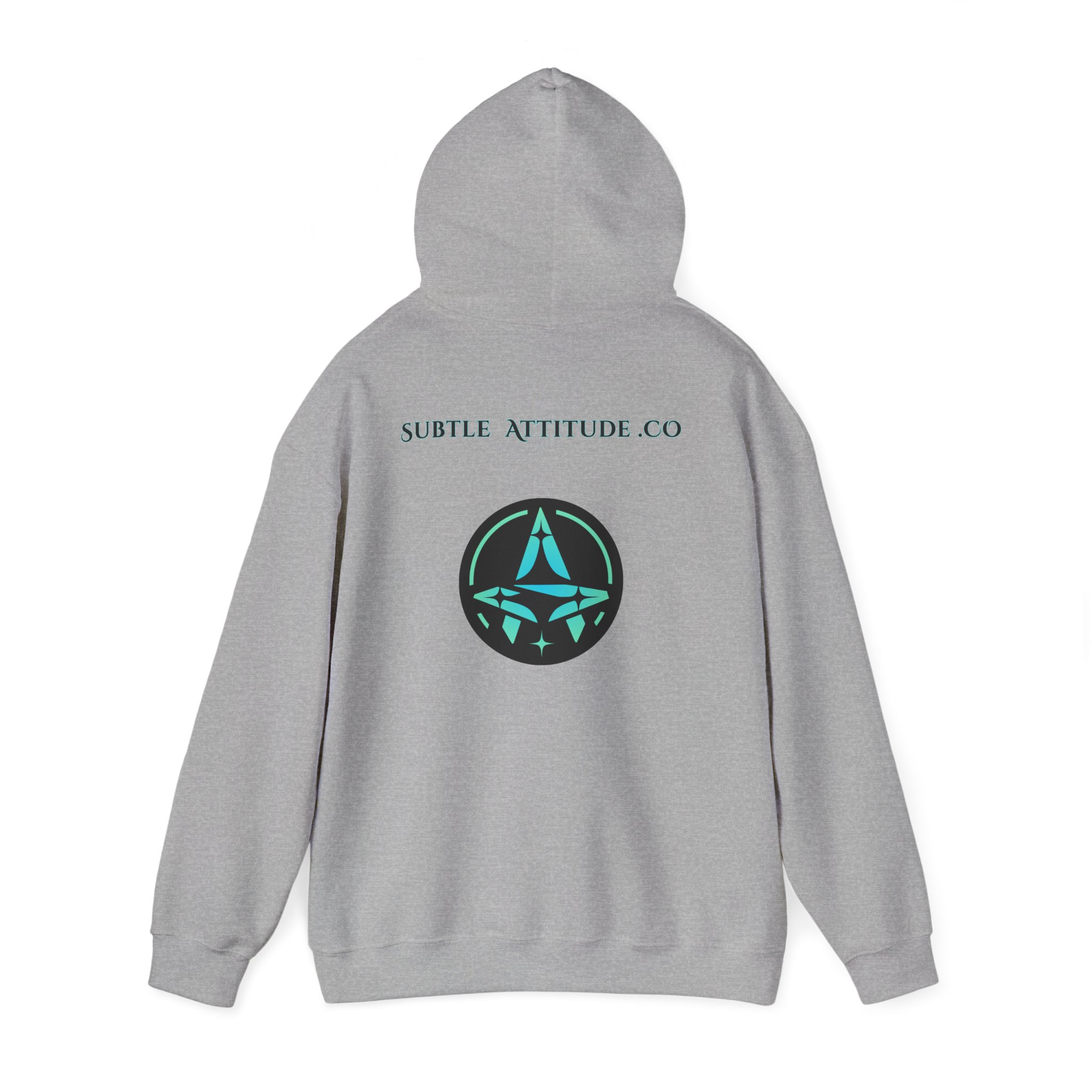 Subtle Attitude Co Logo Hoodie — Minimalist Teal Emblem Pullover - Image 3
