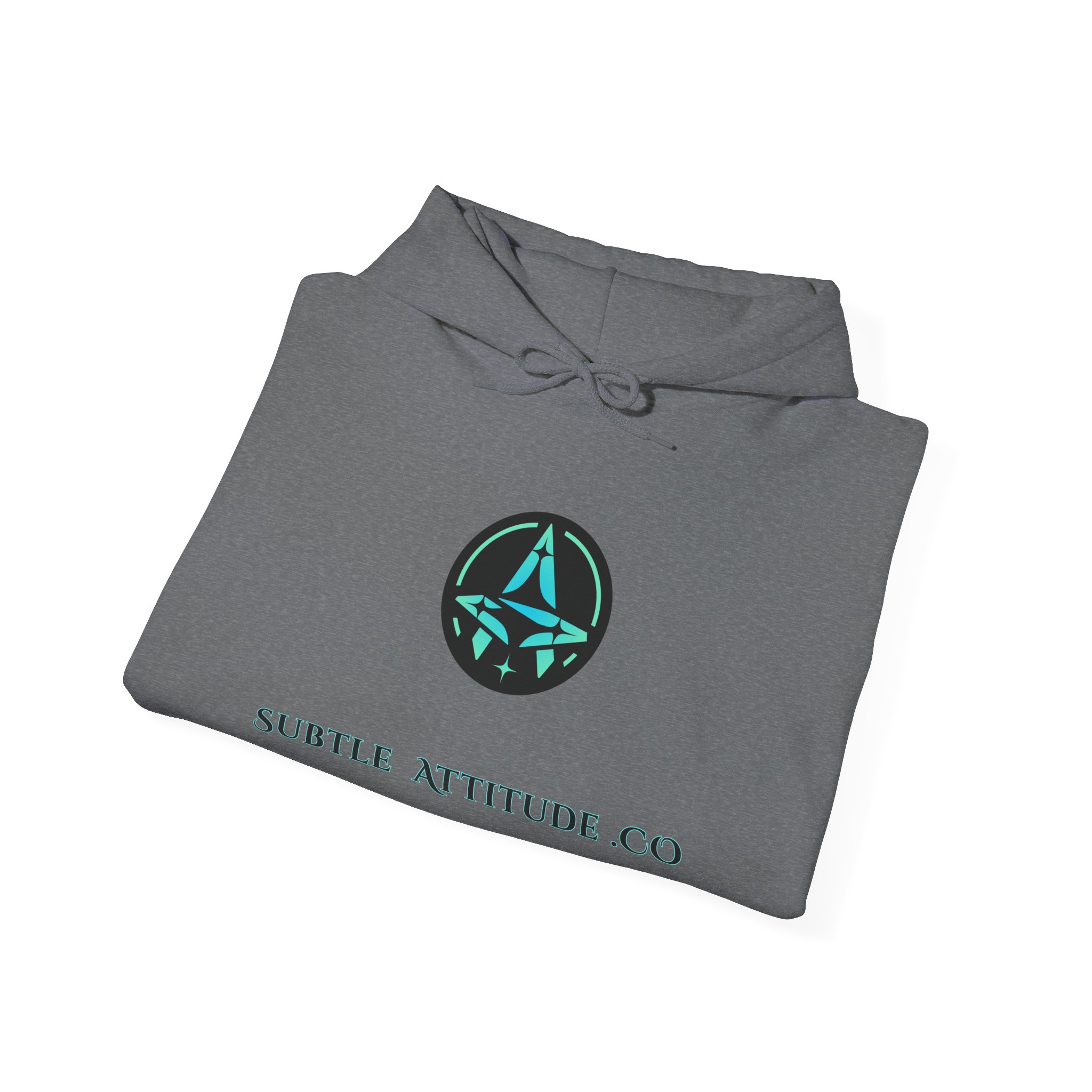 Subtle Attitude Co Logo Hoodie — Minimalist Teal Emblem Pullover - Image 8